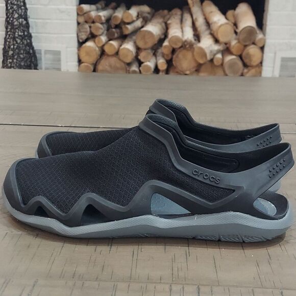 Crocs Swiftwater Sz 8 Mesh Wave Sandal Slate Gray Black Men’s Water Shoes - Picture 5 of 9